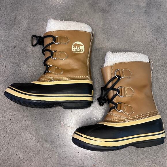 Sorel Caribou Brown Black Winter Snow boots Youth girls size 13 shoes waterproof - Picture 4 of 8